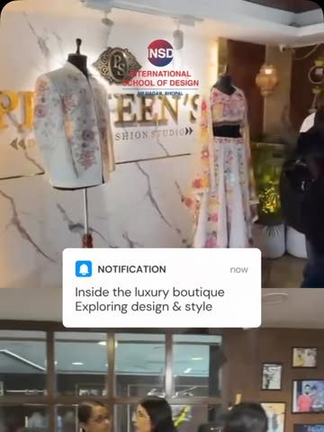 Inside the Praveen's studio with displayed outfits